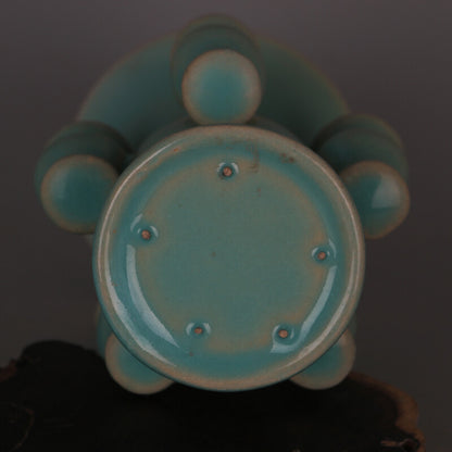 6.3" Collect Chinese Song Porcelain Ru Kiln Celeste Glaze Five Tube Flower Vase