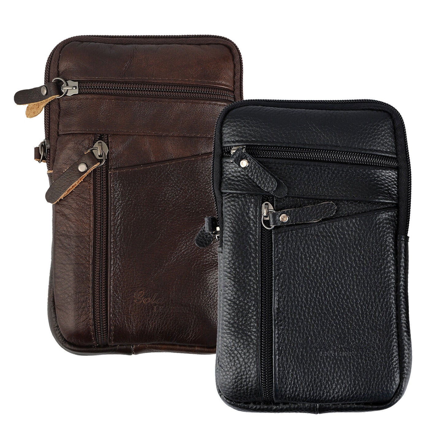 Men Leather Fashion Phone Pouch Belt Bag Shoulder Crossbody Waist Pack Handbag
