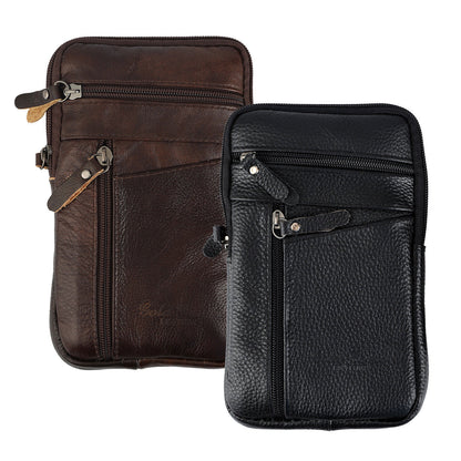 Men Leather Fashion Phone Pouch Belt Bag Shoulder Crossbody Waist Pack Handbag