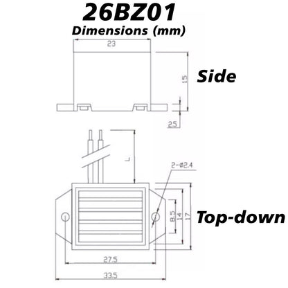 3-6V DC 85dB Buzzer with Wire Leads (1.31" x 0.70" x 0.60")