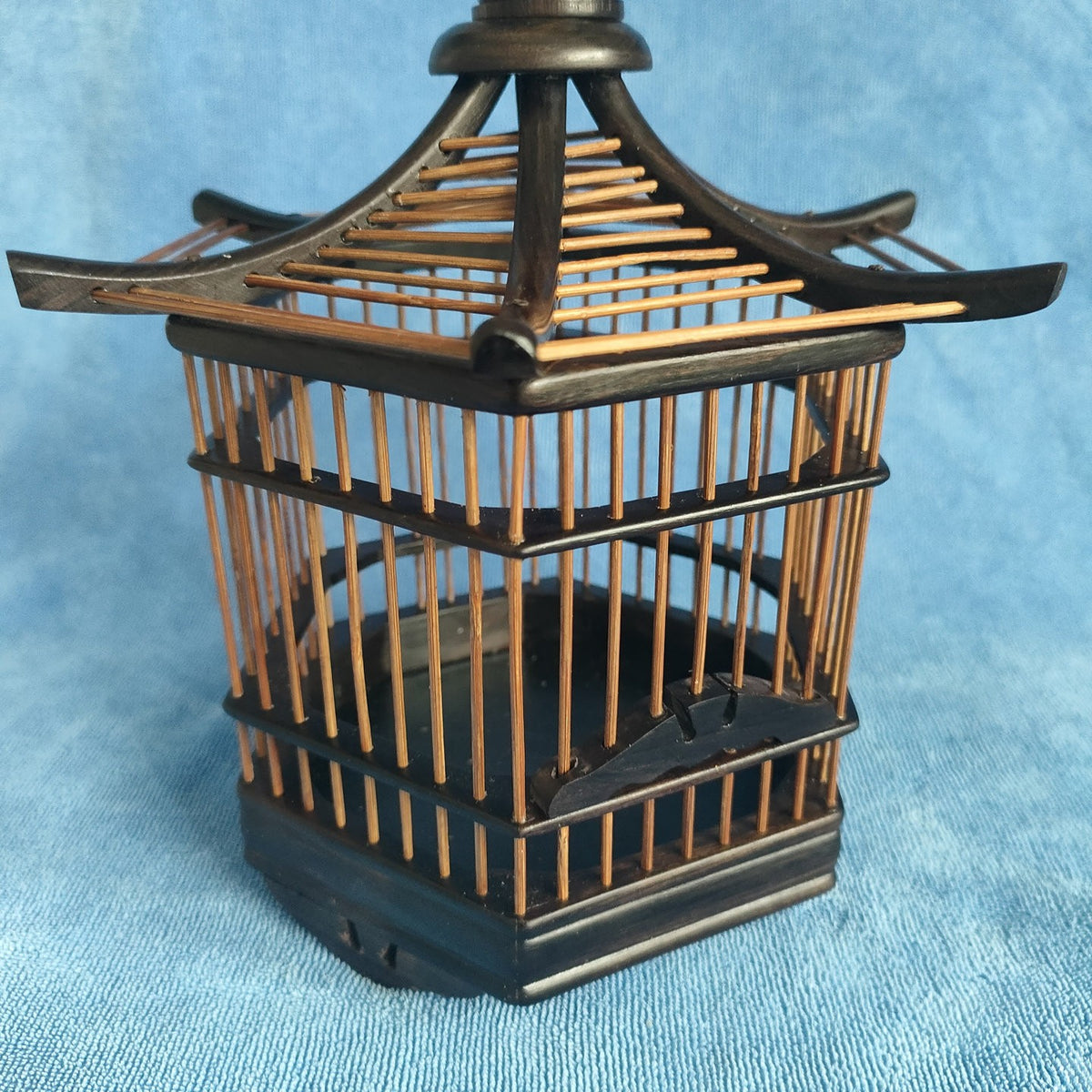 Handmade Cricket Cage Ebony Bamboo Hexagonal Tower Shaped Grasshopper Cage
