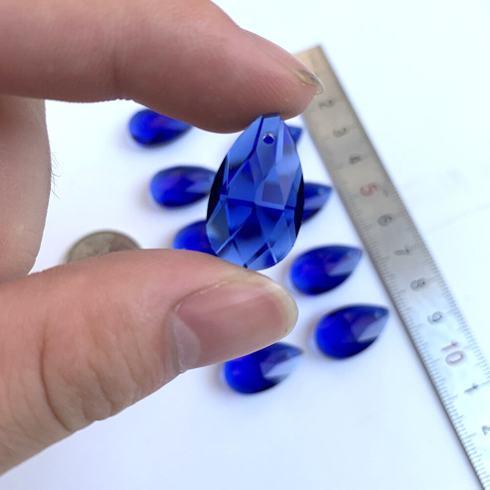 20Pc Blue Faceted Glass Beads Teardrop CRYSTAL Lamps Prism Chandelier Parts DIY