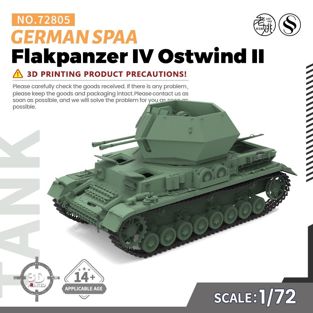 SS72805 1/72 25mm Military Model German Flakpanzer IV Ostwind II SPAA 3D RESIN