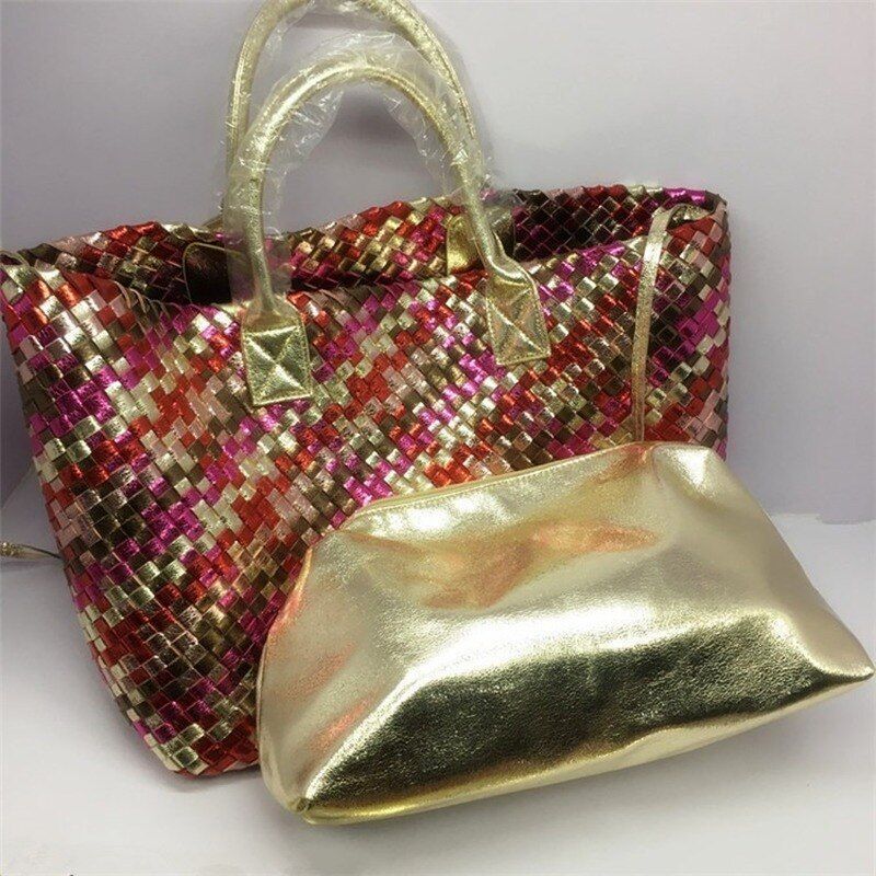 Snake Weaving Bag Shoulder Purse Vegetable Basket Large Shopping Bag 37*18*53 CM