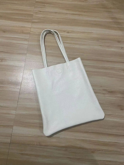 Women Tote Bag Simple Girl Cowhide Handbag Student Shoulder Bag