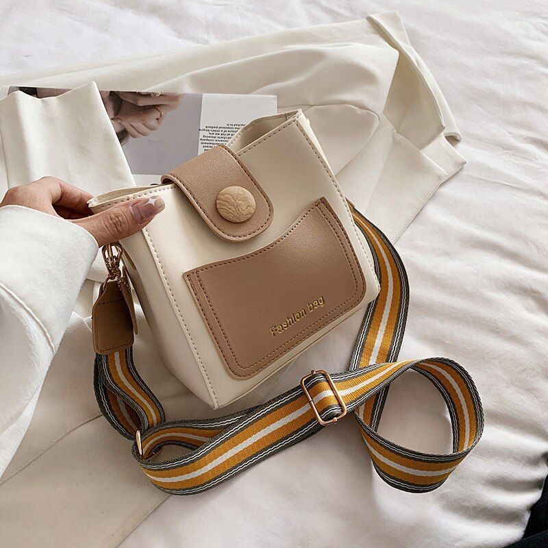 Small Bucket Shoulder Bag Synthetic Leather Messenger Bag Crossbody Bags Casual