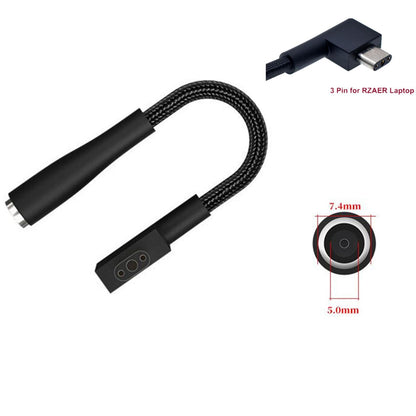 DC 7450 Tip to 3Pin Power Adapter Laptop Changing Converter Cable Line For Razer