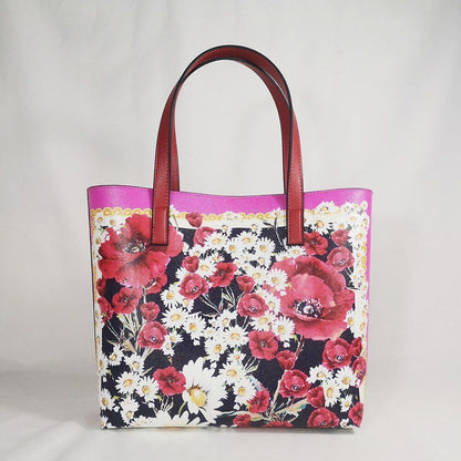 Floral Traveling Shoulder Bag Textured Leather Shopper Large Bag Women Handbags