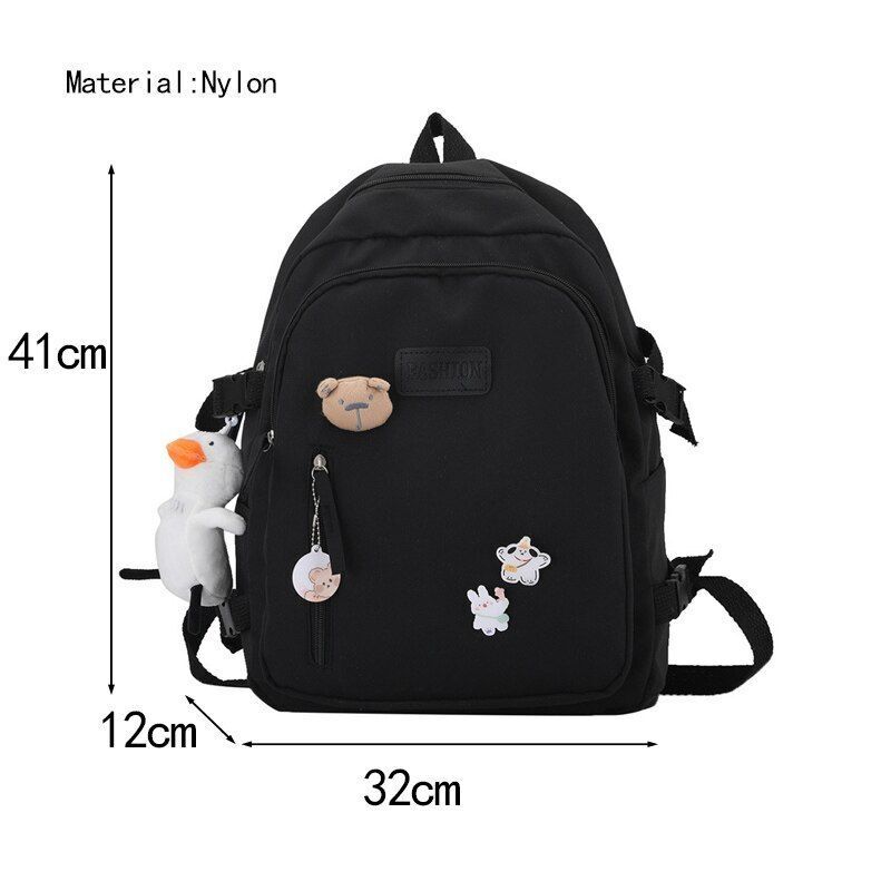 Backpack Women Cartoon Bag Summer Small Canvas Shoulder Bag Traveling Rucksack
