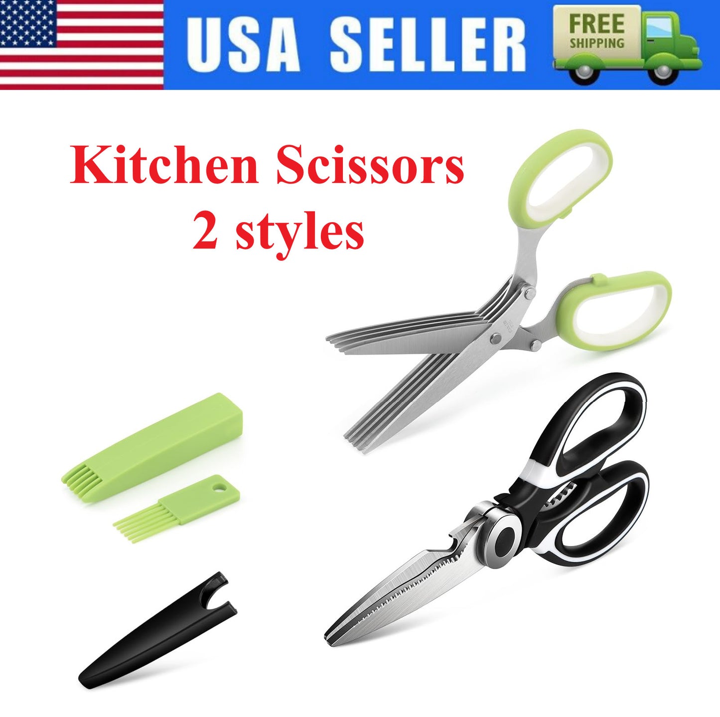 Herb Scissors Set with 5 Blades and Cover - Multipurpose Kitchen Chopping Shear