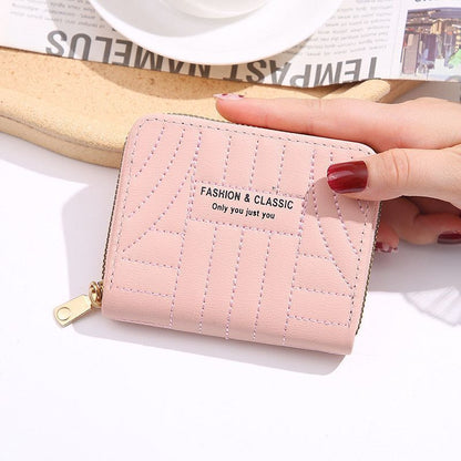 Embroidery Short Wallet Zipper Clutch Bag Small Coin Purse Credit ID Card Holder