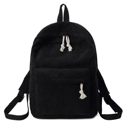 Soft Fabric Backpack Corduroy School Striped Traveling Velvet Bags 40*28*12 CM