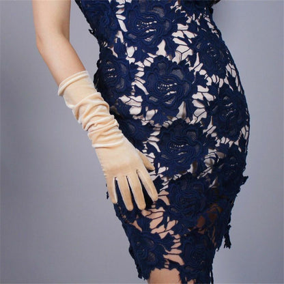 Fashion Velvet Gloves 22/40/50/60/70cm Long Opera Women Elastic Touchscreen Mitt