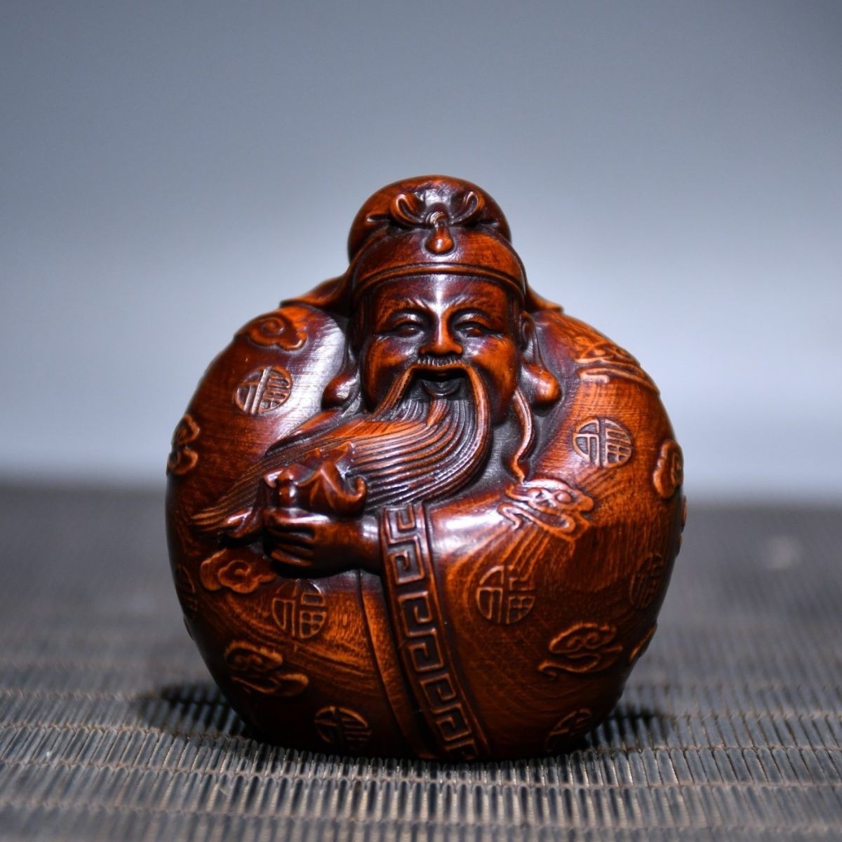 Boxwood Fu Lu Shou Statue 3pcs 1.97×2.76in 218g Wood Carving Decor