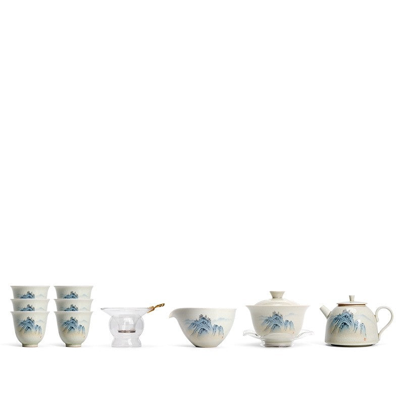 Boutique Tea Set Ruyao Craft Crackle Glaze Porcelain Tea Pot Gaiwan Matching Cup