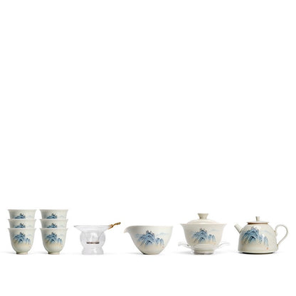 Boutique Tea Set Ruyao Craft Crackle Glaze Porcelain Tea Pot Gaiwan Matching Cup