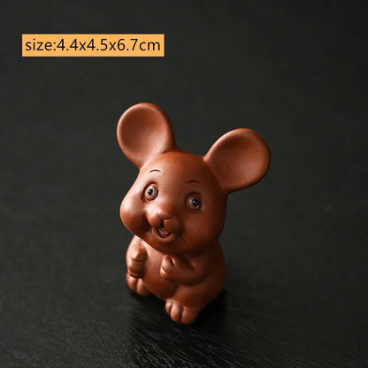 Chinese Zodiac ZishaTea Pet Animal Statue Decoration Handmade Sculpture Tea Set