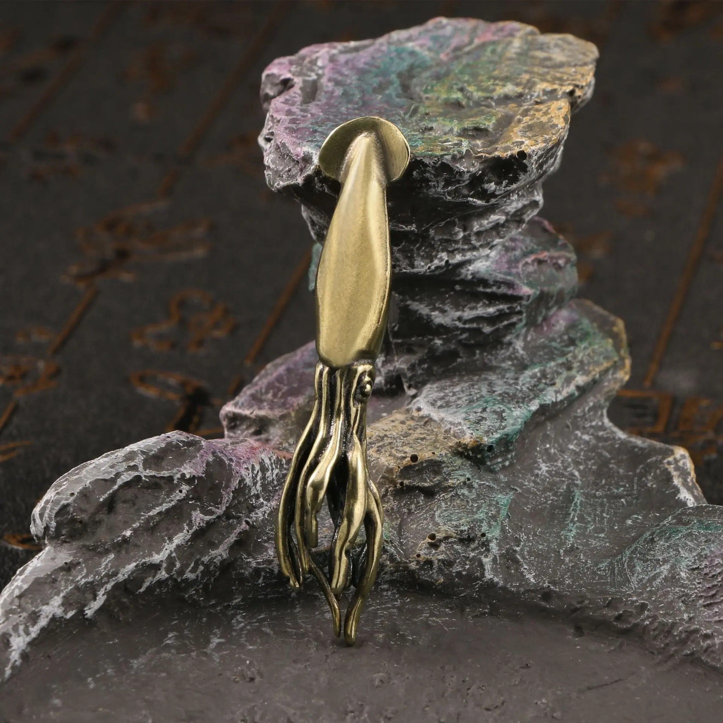 Brass Squid Cuttlefish Mini Decorative Figurines Marine Animals Desk Decoration