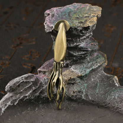 Brass Squid Cuttlefish Mini Decorative Figurines Marine Animals Desk Decoration
