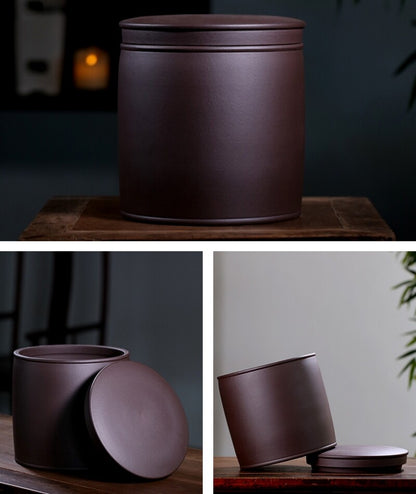 True Yixing Zisha Purple Clay Tea Canister With Lid Sealed Jar For Puer Tea Cake