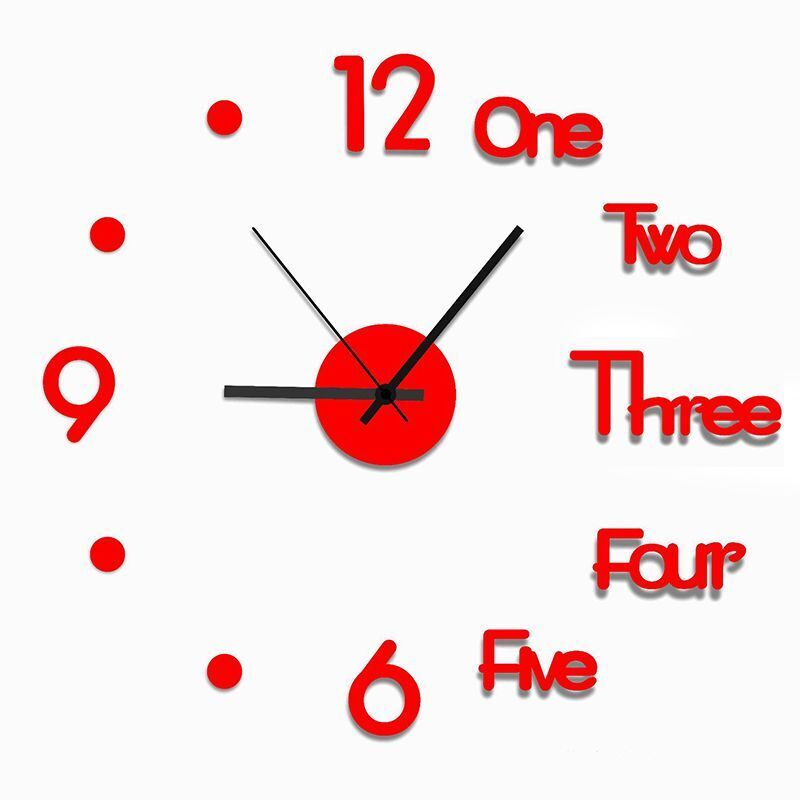 DIY Wall Clocks Modern Large Acrylic Mirror Stickers Quartz Needle Hanging Watch