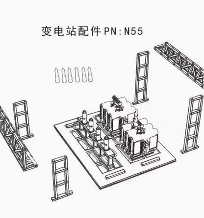 1/160 Train Model of Power Substation Industrial Building Scene Assemble Model