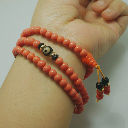 6mm New Tibetan Style Buddhism 108 Glazed Rosary Beads Multi-circle Bracelet