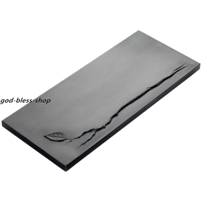 Handmade Carved Leaf Relief Black Stone Tea Tray Water Draining Tea Table Heavy