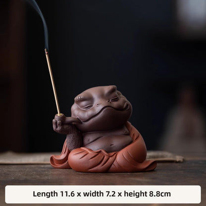 Toad Purple Sands Tea Pet Incense Holder 11.6cm Chinese Tea Play Decoration