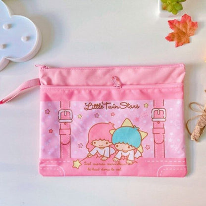 Cute Cartoon File Bag, Canvas A4 Double-Layer Tutoring Bag, Information Bag