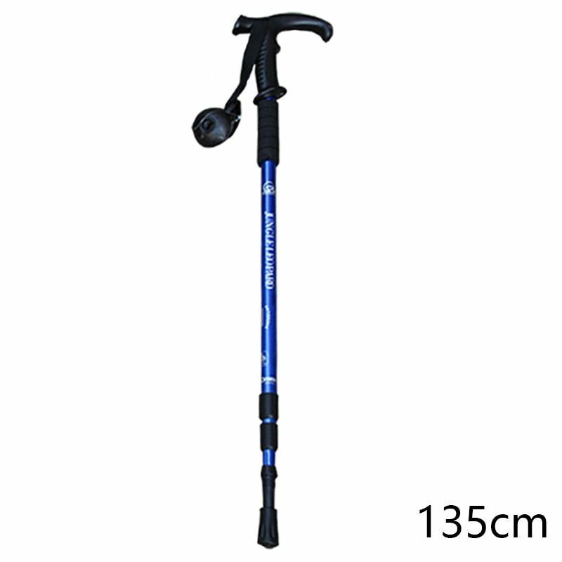 Telescopic Hiking Camping Climbing Walking Stick Trekking Pole Cane Elderly Red