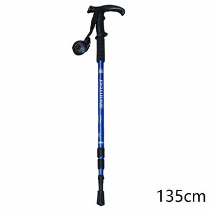 Telescopic Hiking Camping Climbing Walking Stick Trekking Pole Cane Elderly Red