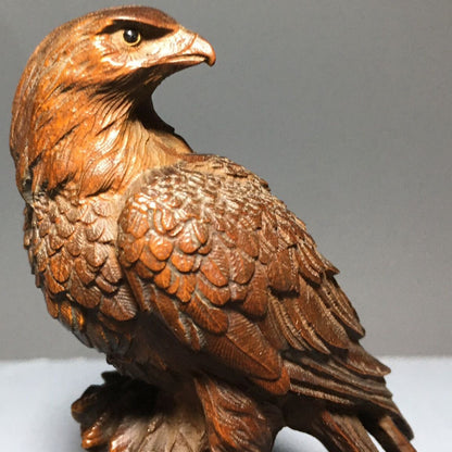 Decorative Sculpture Eagle Hawk Wooden Statue Modern Home Decor Wood Carving Art