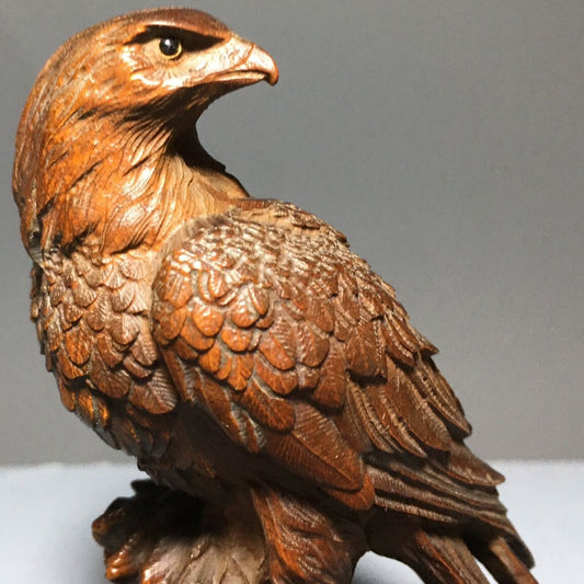 Decorative Sculpture Eagle Hawk Wooden Statue Modern Home Decor Wood Carving Art