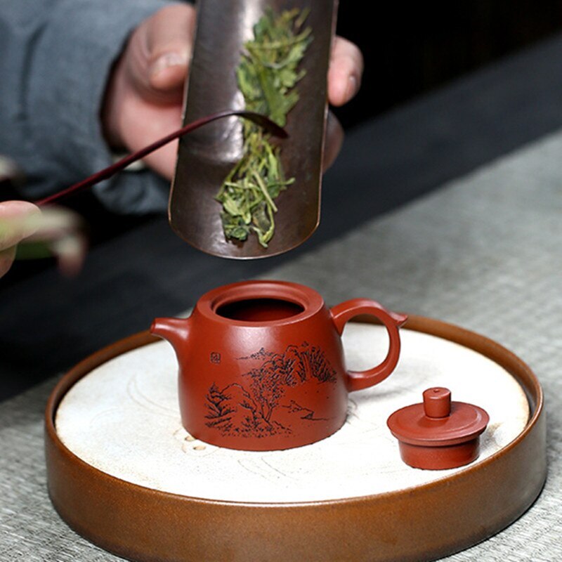 90ml 4" Chinese Yixing Purple Clay Teapots Raw Ore Dahongpao Filter Tea Pot Gift