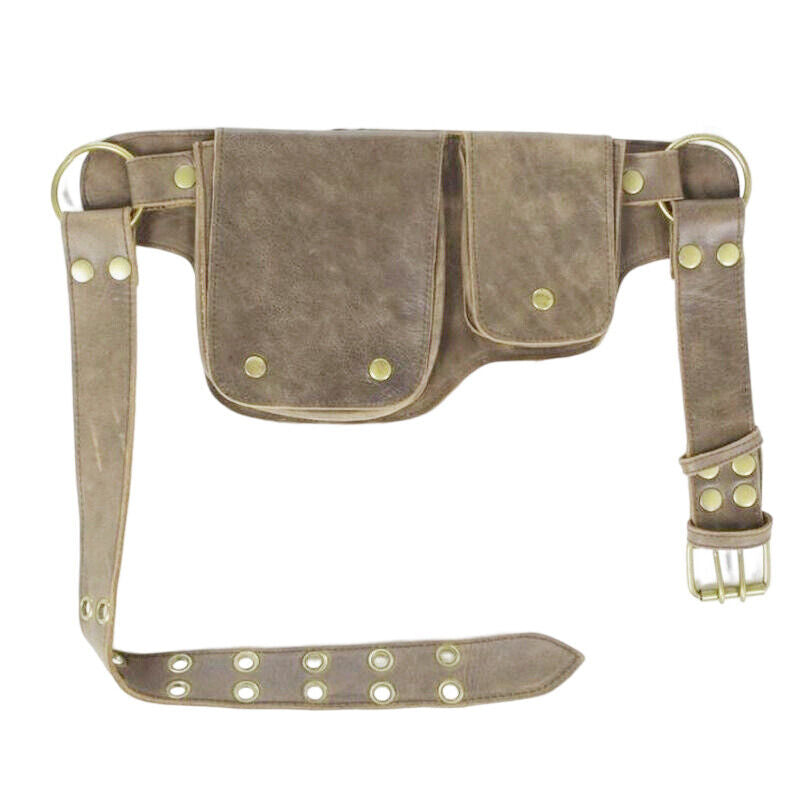 Men Women Medieval Steampunk Pu Leather Hip Belt Bag Pocket Waist Bag