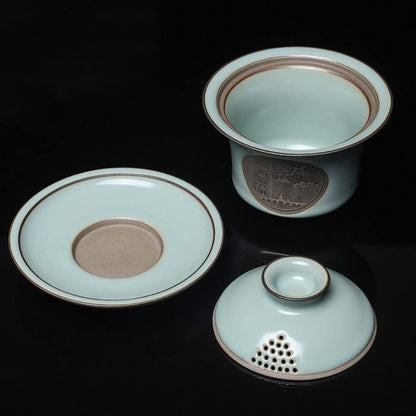 150ml Ru Kiln Gaiwan Bowl Ceramic Household Handmade Tea Set Tureen Tea