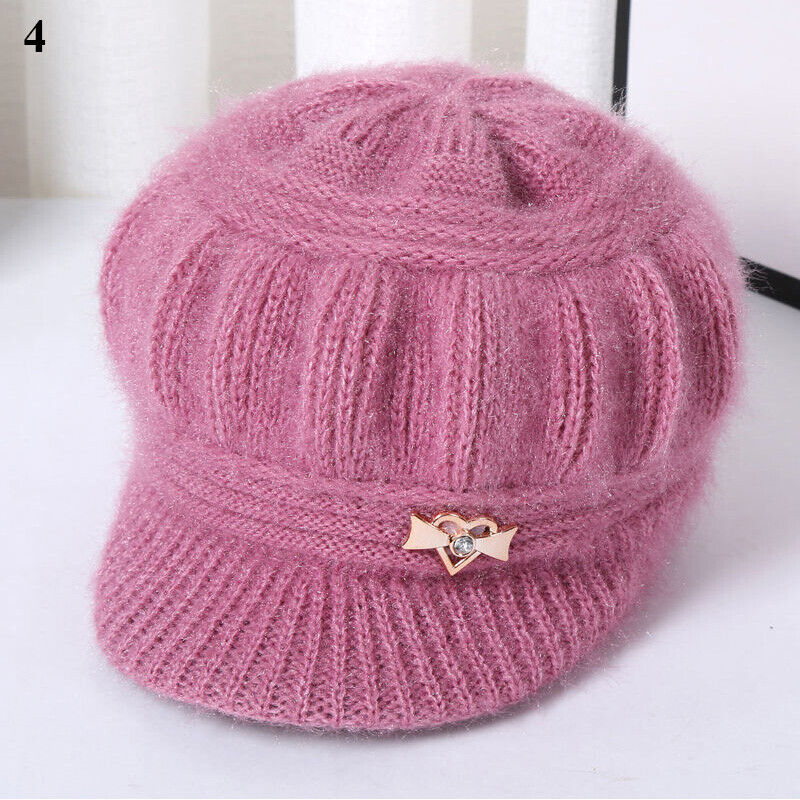 Women Winter Beanie Hats Short Brim Peaked Cap Mother Hats Pumpkin Hat Warm Soft