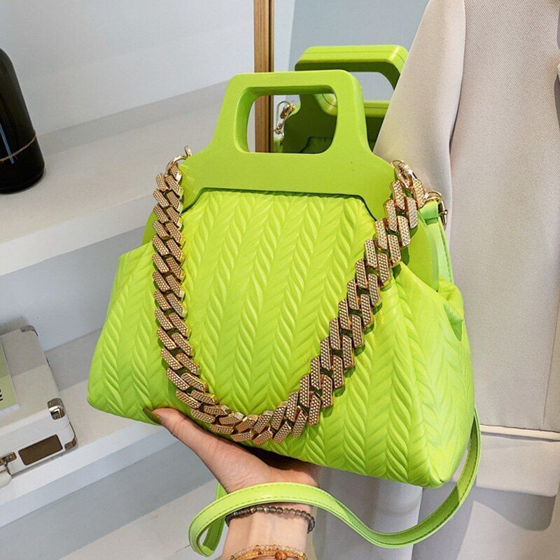 Clip Shell Bag Chain Crossbody Fold Totes Evening Clutch Handbag Shoulder Purse