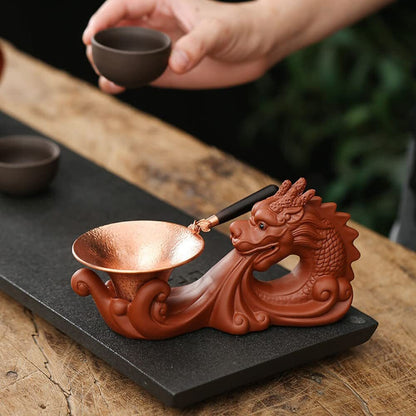 18.5cm Purple Clay Dragon Tea Play Tea Tray Decor Tea Pet Tea Set Accessories