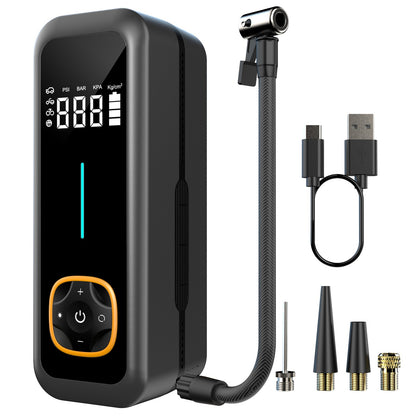 Digital display car mounted portable wireless tire inflation pump for vehicles