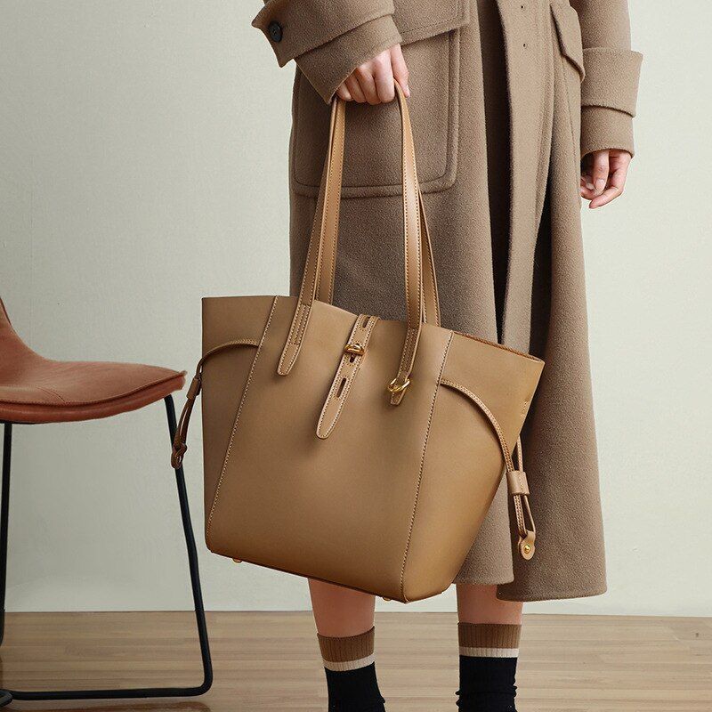 Genuine Leather Shoulder Bags Bucket Big Handbag Fashion Large Capacity Tote Bag