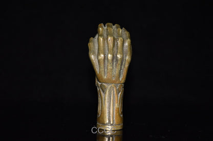 Chinese Retro Bronze Skull Cane Walking Stick Head Handle Accessories