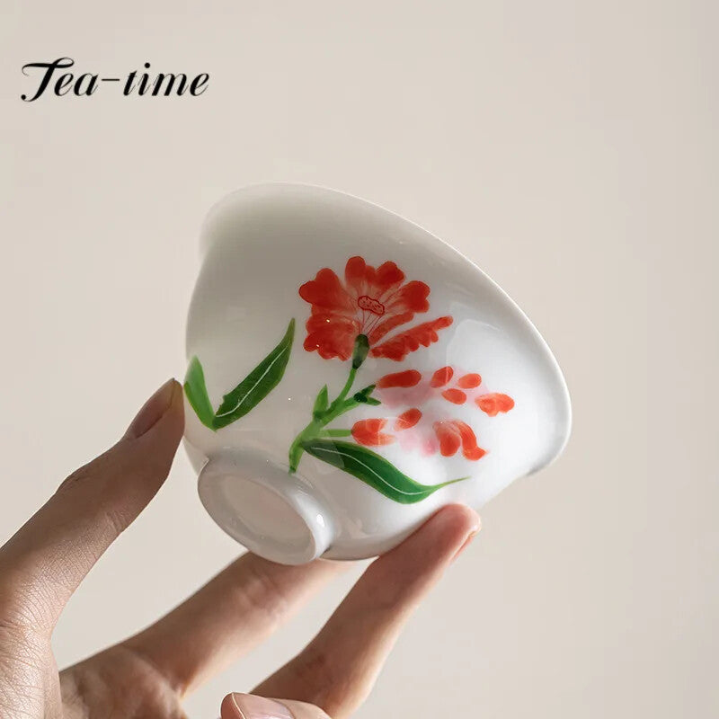 100ml Hand Painted Butterfly Ceramic Tea Tureen Underglaze Gourd Tea Bowl