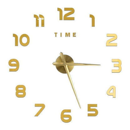 DIY Wall Clocks Acrylic Mirror Large 3D Frameless Home Living Room Decor 37-47In