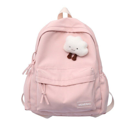 Waterproof Nylon School Backpack Large Solid Color Travel Bag College Schoolbag