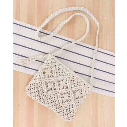 Bohemian Straw Woven Clutches Bag Fashionable Tassel Causal Handbag Vintage Bag