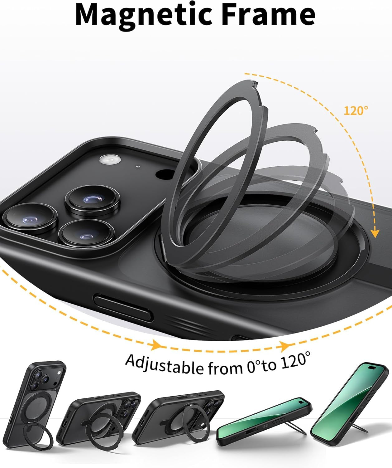 for Iphone 17 Pro Max Case with Ring Stand 360°Rotatable, Compatible with Magsaf