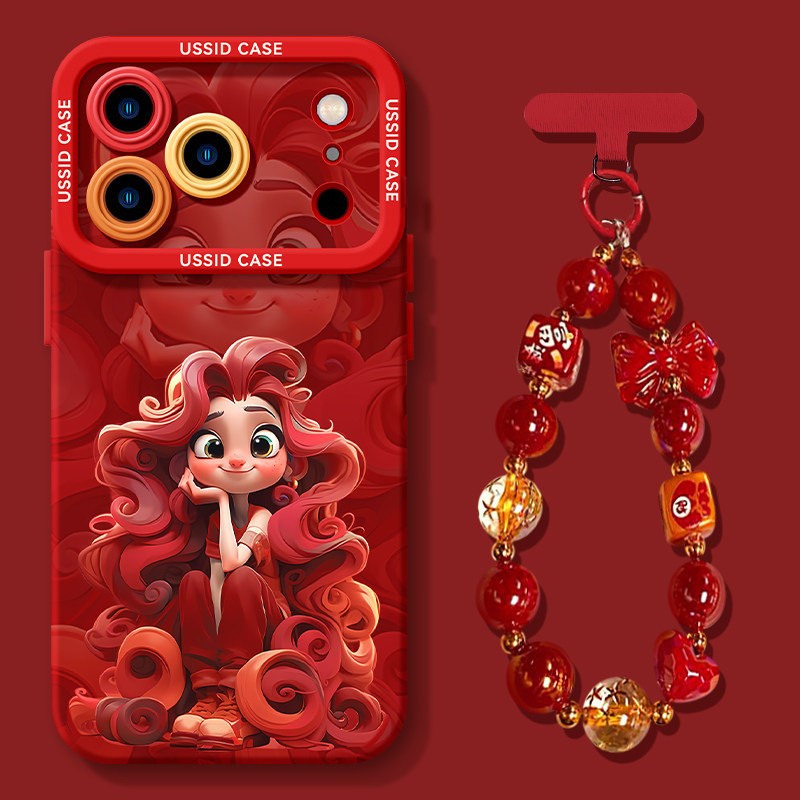 For iPhone 17 Pro Max Silicone Case with Lanyard–Kawaii Princess Cartoon Design