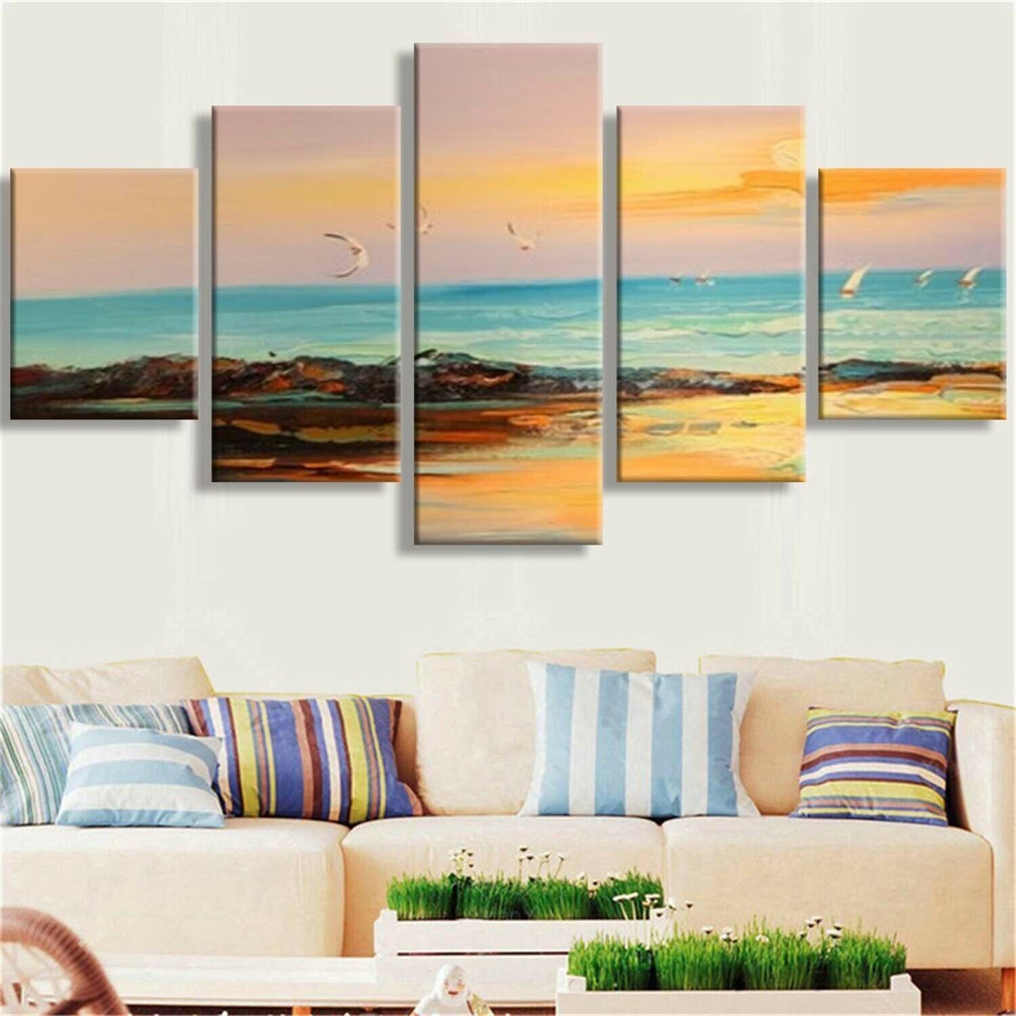 Seascape 5 Pieces Poster and Print Wall Art for Living Room Home Decor Unframed